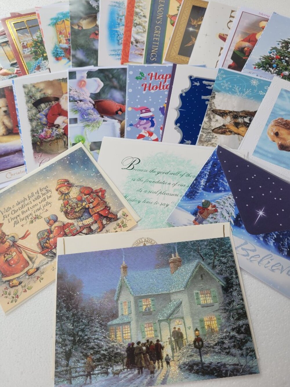Deluxe Stationery Gift Box w/ Dividers 45 Greeting Cards Wrapping Paper 4 Bags